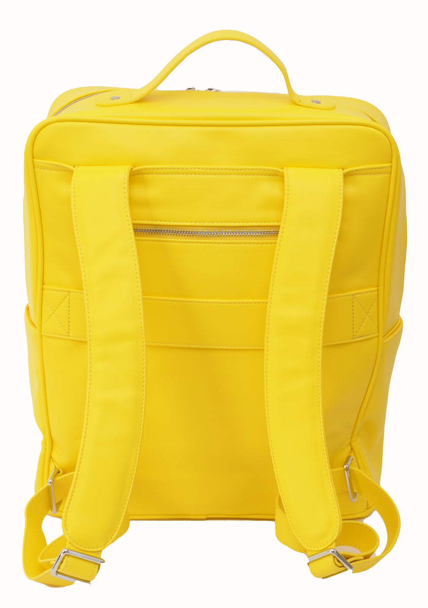 bright yellow leather backpack Yellow Vegan Backpack – Bright Color, Clean Design