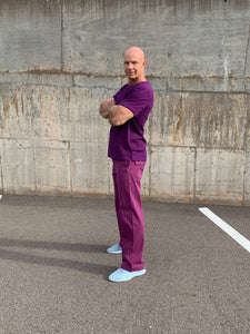 Monochrome Men's Purple Pants and Purple T-Shirt and purple belt