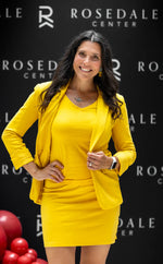 Load image into Gallery viewer, Monochrome Yellow Pencil Skirt and Blazer
