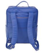 Load image into Gallery viewer, Monochrome offers stylish, elevated products in the six core colors. The Blue Backpack is simply that: blue. Features blue vegan leather. Stain resistant vegan leather. Bright blue backpack for those wanting plain and stylish backpack. Perfect for an upscale urban backpack and an everyday backpack. 
