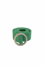 Load image into Gallery viewer, Monochrome offers stylish, elevated products in the six core colors. The Green Belt is simply that: green. Features green woven fabric with a stainless steel circle buckle. Bright green buckle for those wanting a plain and stylish buckle. Perfect for an upscale urban look with everyday utility.
