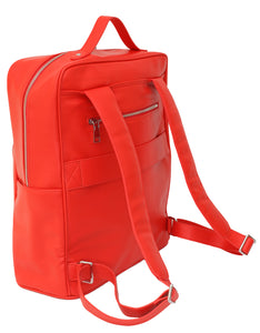 Monochrome offers stylish, elevated products in the six core colors. The Red Backpack is simply that: red. Features red vegan leather. Stain resistant vegan leather. Bright red backpack for those wanting a plain and stylish backpack. Perfect for an upscale urban backpack and an everyday backpack. 