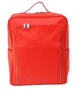 Monochrome offers stylish, elevated products in the six core colors. The Red Backpack is simply that: red. Features red vegan leather. Stain resistant vegan leather. Bright red backpack for those wanting a plain and stylish backpack. Perfect for an upscale urban backpack and an everyday backpack. 