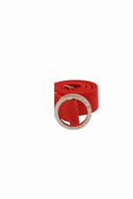Load image into Gallery viewer, Monochrome offers stylish, elevated products in the six core colors. The Red Belt is simply that: red. Features red woven fabric with a stainless steel circle buckle. Bright red buckle for those wanting a plain and stylish buckle. Perfect for an upscale urban look with everyday utility.
